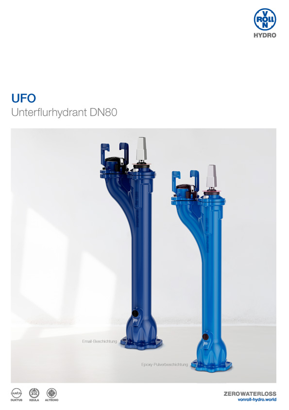 Broschüre Hydrant UFO Unterflurhydrant DN80 als PDF herunterladen
